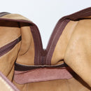 LOEWE Anagram Boston Bag Suede Leather Brown Gold Auth ki6491-19