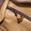 LOEWE Anagram Boston Bag Suede Leather Brown Gold Auth ki6491-21