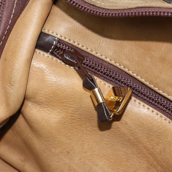 LOEWE Anagram Boston Bag Suede Leather Brown Gold Auth ki6491