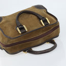 LOEWE Anagram Boston Bag Suede Leather Brown Gold Auth ki6491-6