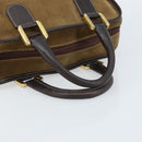 LOEWE Anagram Boston Bag Suede Leather Brown Gold Auth ki6491-7