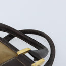 LOEWE Anagram Boston Bag Suede Leather Brown Gold Auth ki6491-8