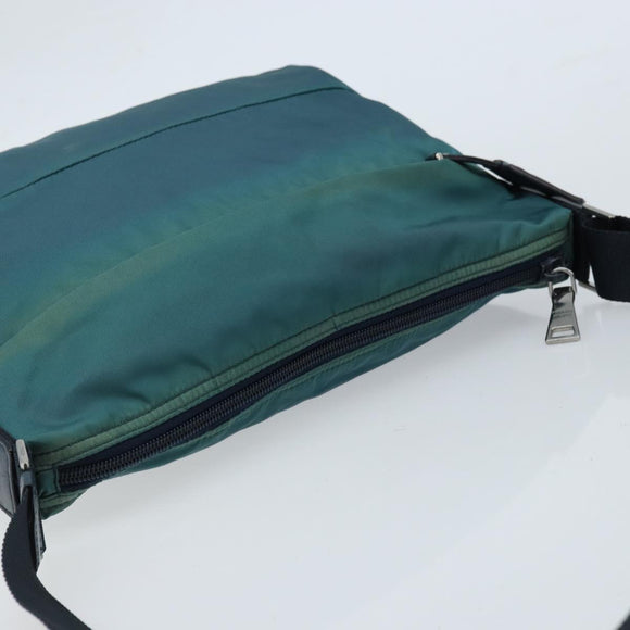 PRADA Shoulder Bag Nylon Blue Silver Auth ki6494
