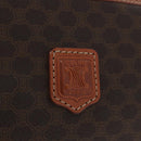 CELINE Macadam Canvas Pouch PVC Leather Brown Gold Auth ki6495-8