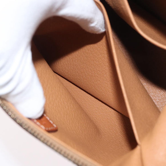CELINE Macadam Canvas Pouch PVC Leather Brown Gold Auth ki6495
