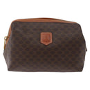 CELINE Macadam Canvas Pouch PVC Leather Brown Gold Auth ki6495-13