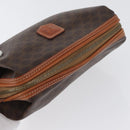 CELINE Macadam Canvas Pouch PVC Leather Brown Gold Auth ki6495-5