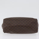 CELINE Macadam Canvas Pouch PVC Leather Brown Gold Auth ki6495-6