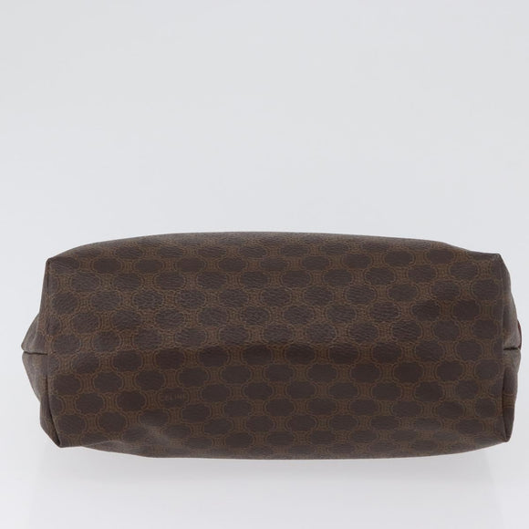 CELINE Macadam Canvas Pouch PVC Leather Brown Gold Auth ki6495