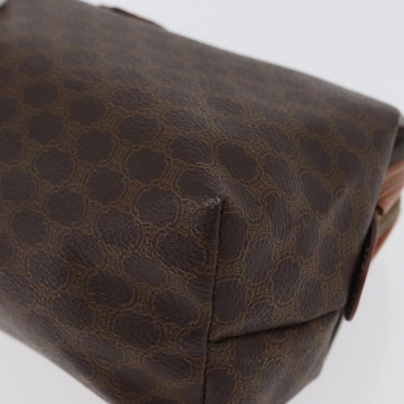 CELINE Macadam Canvas Pouch PVC Leather Brown Gold Auth ki6495