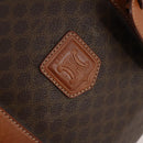 CELINE Macadam Canvas Boston Bag PVC Leather Brown Gold Auth ki6500-19