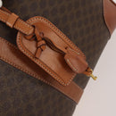 CELINE Macadam Canvas Boston Bag PVC Leather Brown Gold Auth ki6500-9
