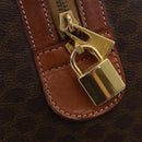 CELINE Macadam Canvas Boston Bag PVC Leather Brown Gold Auth ki6500-21
