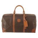 CELINE Macadam Canvas Boston Bag PVC Leather Brown Gold Auth ki6500-13
