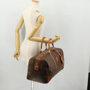 CELINE Macadam Canvas Boston Bag PVC Leather Brown Gold Auth ki6500-25