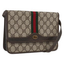 GUCCI Web Sherry Line GG Supreme Shoulder Bag PVC Beige Gold Auth ki6502-1