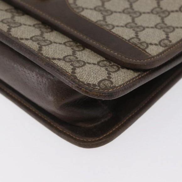GUCCI Web Sherry Line GG Supreme Shoulder Bag PVC Beige Gold Auth ki6502