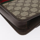 GUCCI Web Sherry Line GG Supreme Shoulder Bag PVC Beige Gold Auth ki6502-16