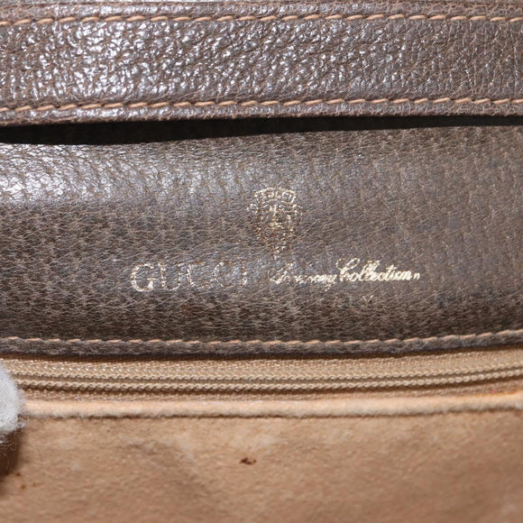 GUCCI Web Sherry Line GG Supreme Shoulder Bag PVC Beige Gold Auth ki6502