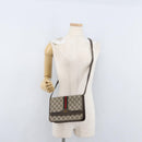 GUCCI Web Sherry Line GG Supreme Shoulder Bag PVC Beige Gold Auth ki6502-22