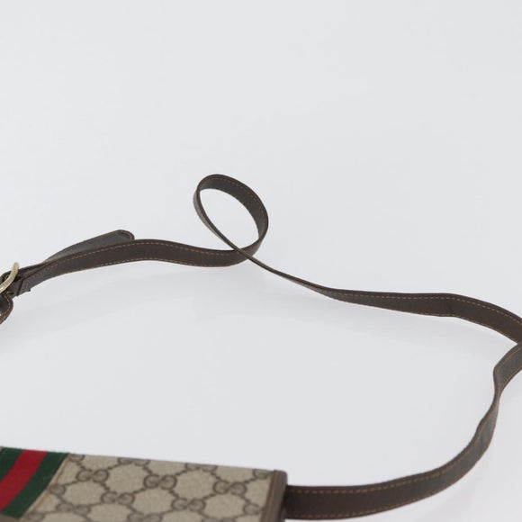 GUCCI Web Sherry Line GG Supreme Shoulder Bag PVC Beige Gold Auth ki6502