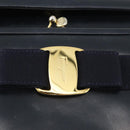 Salvatore Ferragamo Hand Bag Leather 2way Navy Gold Auth ki6504-18