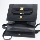 Salvatore Ferragamo Hand Bag Leather 2way Navy Gold Auth ki6504-20