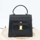 Salvatore Ferragamo Hand Bag Leather 2way Navy Gold Auth ki6504-28