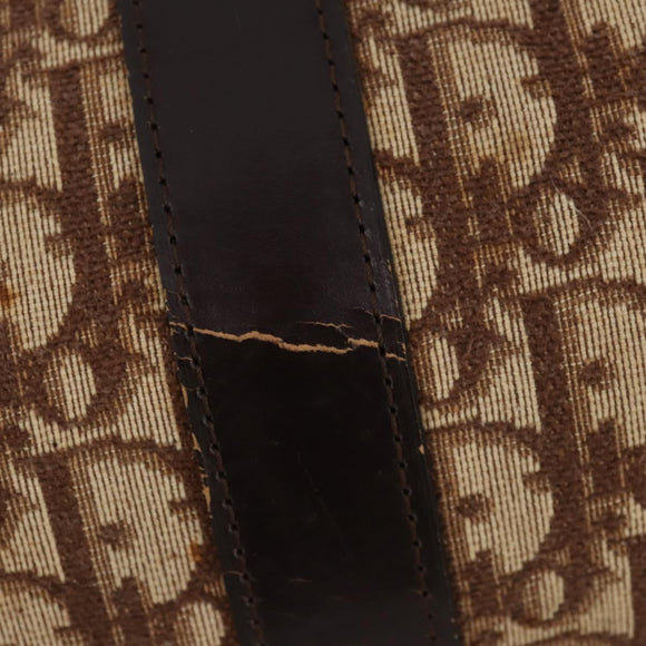 Christian Dior Trotter Canvas Boston Bag Brown Gold Auth ki6505
