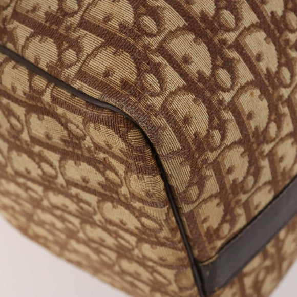 Christian Dior Trotter Canvas Boston Bag Brown Gold Auth ki6505