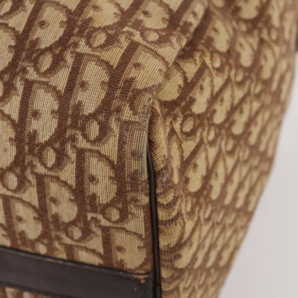 Christian Dior Trotter Canvas Boston Bag Brown Gold Auth ki6505