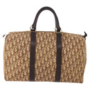 Christian Dior Trotter Canvas Boston Bag Brown Gold Auth ki6505-3