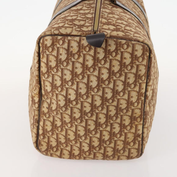Christian Dior Trotter Canvas Boston Bag Brown Gold Auth ki6505