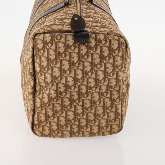 Christian Dior Trotter Canvas Boston Bag Brown Gold Auth ki6505