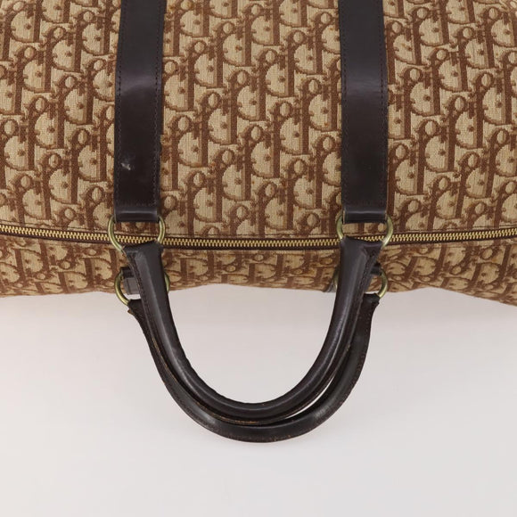 Christian Dior Trotter Canvas Boston Bag Brown Gold Auth ki6505