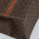 CELINE Macadam Canvas Tote Bag PVC Leather Brown Gold Auth ki6506-16