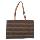 CELINE Macadam Canvas Tote Bag PVC Leather Brown Gold Auth ki6506-13