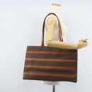 CELINE Macadam Canvas Tote Bag PVC Leather Brown Gold Auth ki6506-22