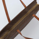 CELINE Macadam Canvas Tote Bag PVC Leather Brown Gold Auth ki6506-6