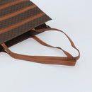 CELINE Macadam Canvas Tote Bag PVC Leather Brown Gold Auth ki6506-7