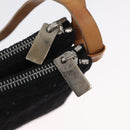 CELINE C Macadam Canvas Shoulder Bag Suede Leather Black Silver Auth ki6507-14