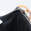 CELINE C Macadam Canvas Shoulder Bag Suede Leather Black Silver Auth ki6507-17