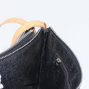 CELINE C Macadam Canvas Shoulder Bag Suede Leather Black Silver Auth ki6507-18