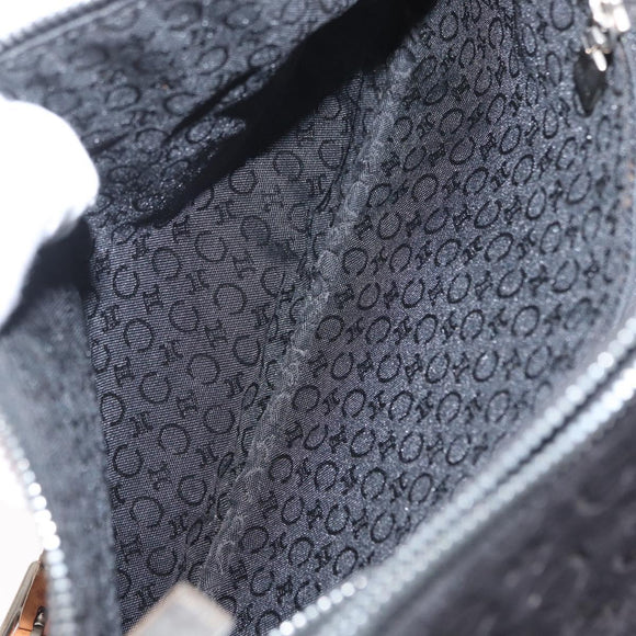 CELINE C Macadam Canvas Shoulder Bag Suede Leather Black Silver Auth ki6507