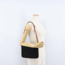 CELINE C Macadam Canvas Shoulder Bag Suede Leather Black Silver Auth ki6507-25