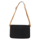 CELINE C Macadam Canvas Shoulder Bag Suede Leather Black Silver Auth ki6507-3