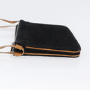 CELINE C Macadam Canvas Shoulder Bag Suede Leather Black Silver Auth ki6507-5