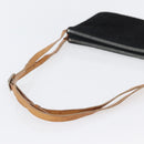 CELINE C Macadam Canvas Shoulder Bag Suede Leather Black Silver Auth ki6507-7