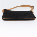 CELINE C Macadam Canvas Shoulder Bag Suede Leather Black Silver Auth ki6507-9