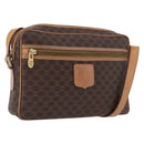 CELINE Macadam Canvas Shoulder Bag PVC Leather Brown Gold Auth ki6508-1